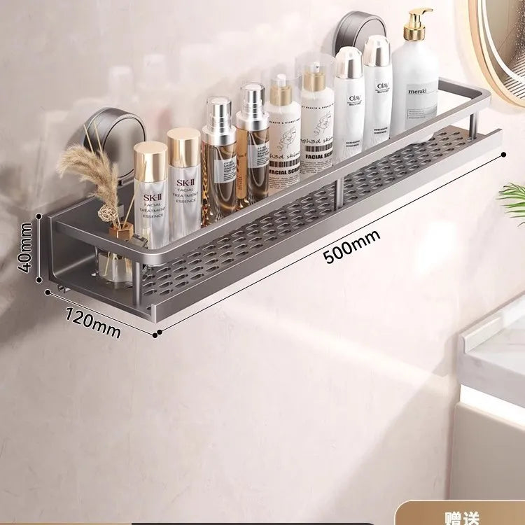 étagère salle bain argentée perforée moderne adhésive crochets multifonctionnelle 30cm 40cm 50cm