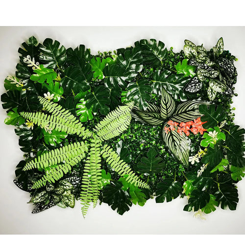 panneau mural décoration jardin plante artificielle fleurs feuilles vertes fleurs roses décor extérieur intérieur