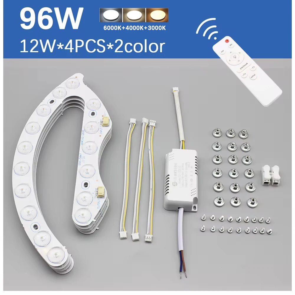 Module LED blanc moderne 72W 96W aimants remote control tricolore 220V
