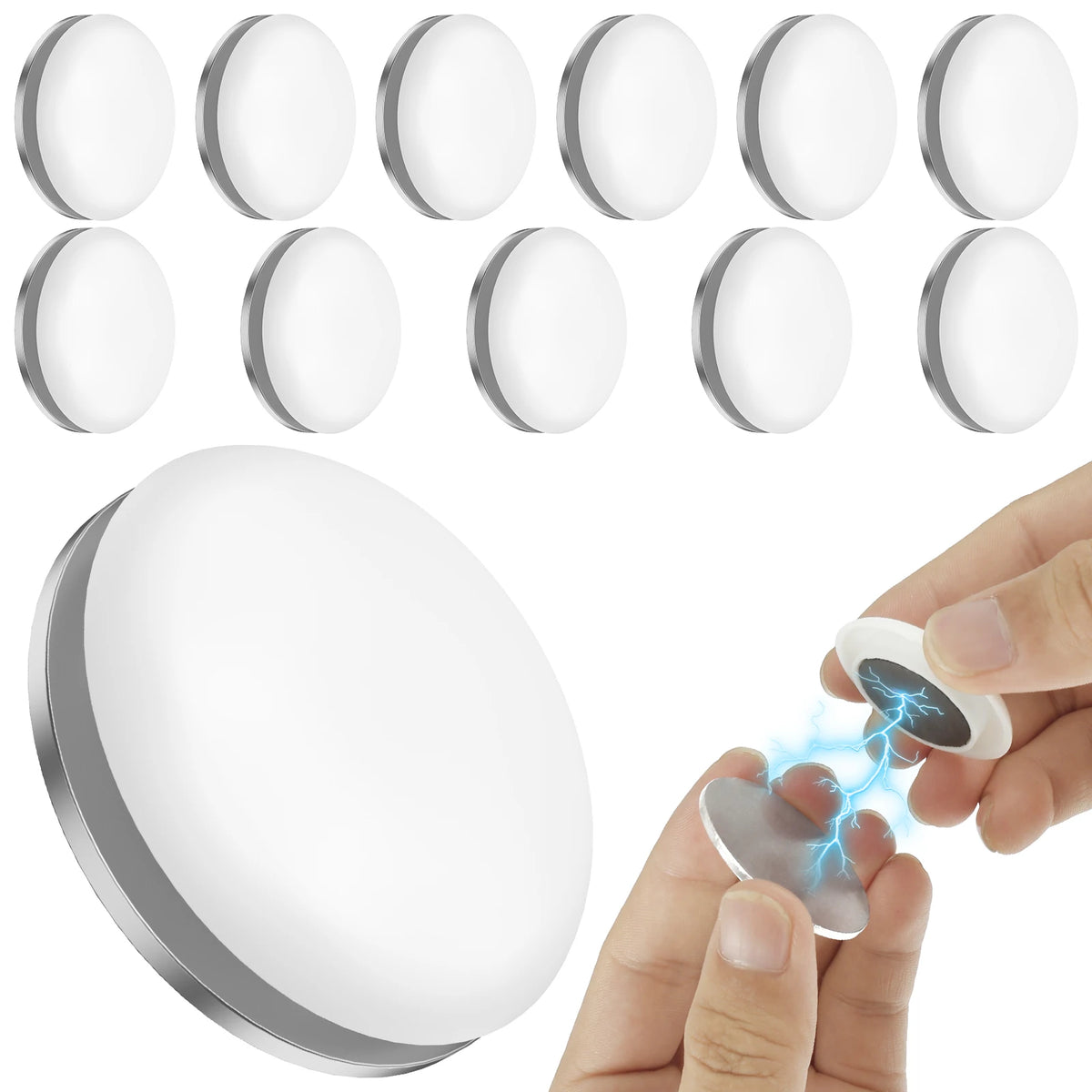 aimants magnétiques blancs ronds lisses robustes rideau douche imperméables réutilisables moderne 12 paires
