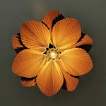 lampe suspendue moderne feuilles plissées marron clair salon chambre lumière blanc neutre chaleureuse