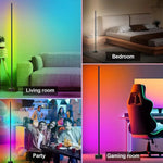 lampe sol led moderne controle app telecommande rgb noire 122cm haute qualité decoration intérieure