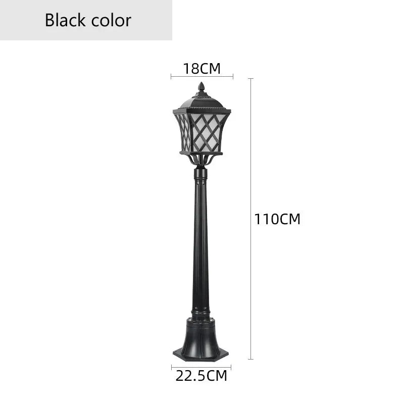 lampadaire extérieur bronze noir géométrique ip65 led 110cm hauteur abatjour transparent vieilliextérieur industrielle fixationsol