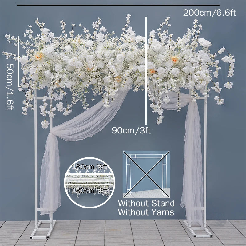 arche décorative mariage fleurs artificielles roses blanches classique romantiqueextérieur usage décoration maison