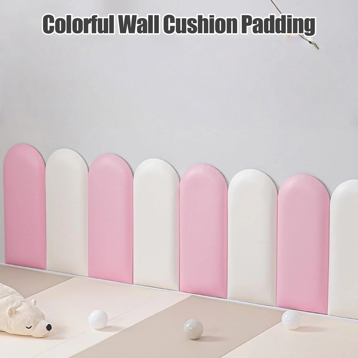 panneau mural 3d moderne deco enfantine rose blanc beige bleu clair autocollant protection murale