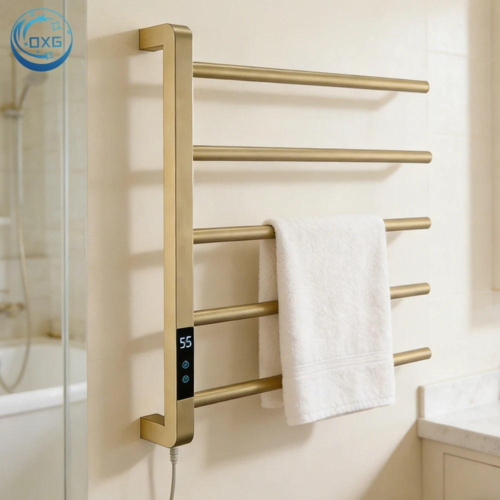porte serviettes mural électrique or noir moderne minuterie acier inoxydable laqué certification cee