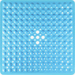 tapis douche moderne bleu clair ventouses antidérapantes motif circulaire semi transparent salle bain
