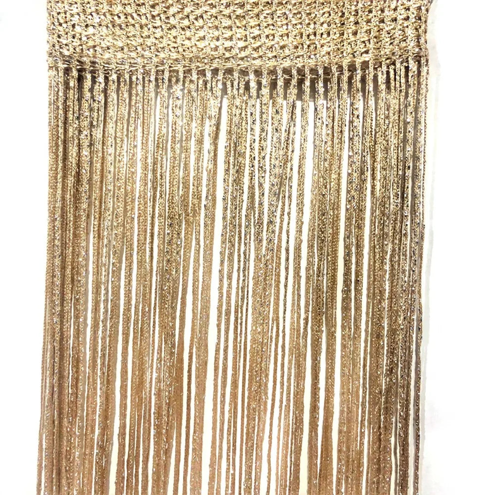 rideaux modernes argentés 1m 2m franges brillantes polyester translucides chambre