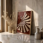 affiche abstraite moderne toile sans cadre rayures concentriques marron blanc salon chambre vertical