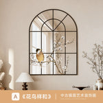 miroir mural noir branches fleuries oiseaux classique suspendu opaque 30x40cm 60x80cm 90x120cm