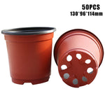 pots fleurs plastique rouge noir modernes grille drainage 9cm 10cm 11cm 12cm 13cm 14cm