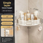 étagère salle bain gris moderne ventouse rangement bain murale ajourée crochets suction
