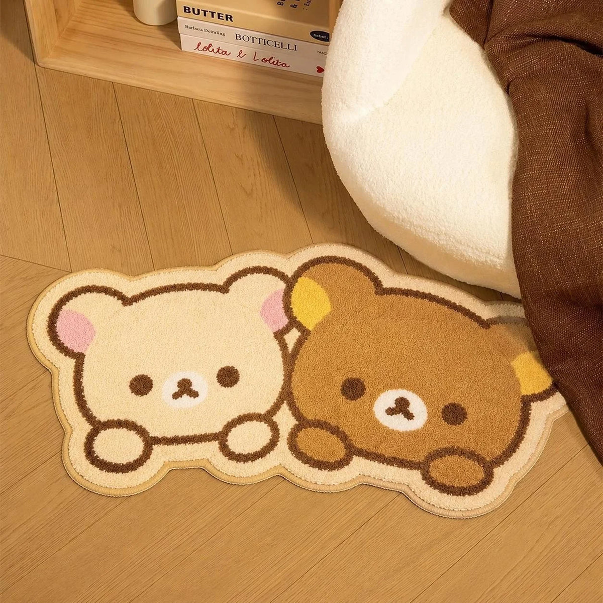 tapis décoration kawaii ours mignon pelucheux antidérapant intérieur maison salle bain chambre entrée