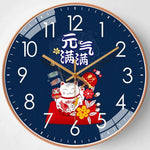 horloge murale moderne chat japonais rouge dessin animé salle séjour abs opacité fixée