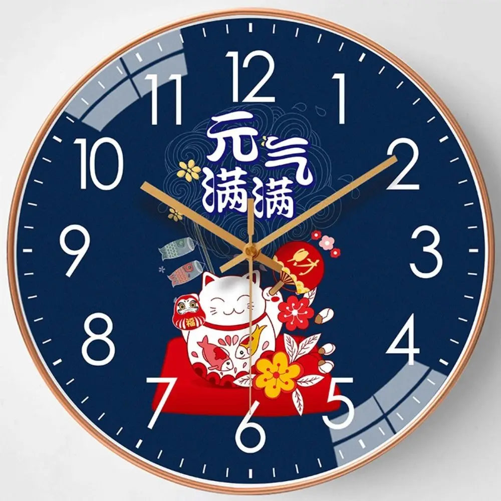horloge murale moderne chat japonais rouge dessin animé salle séjour abs opacité fixée