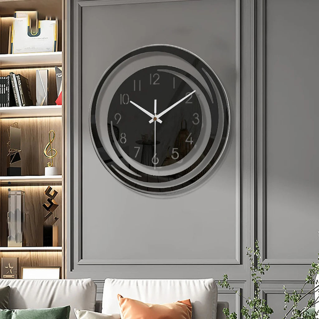 horloge murale moderne acrylique noire aiguilles numeros abstrait salon chambre coucher