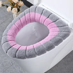 couvre siege toilette gris rose vert rayures horizontales doux confortable adhésif peluche coton