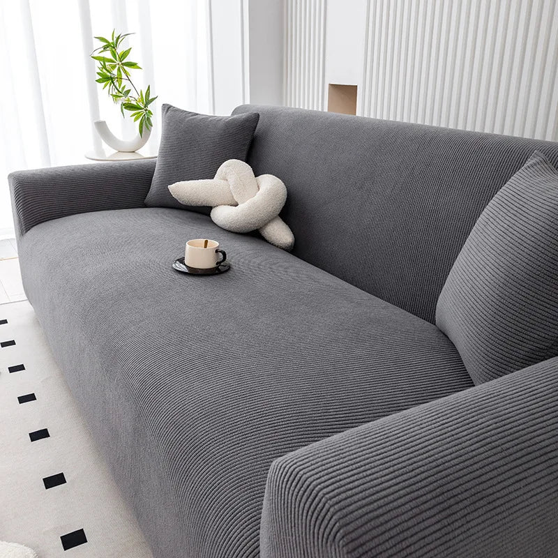 housses canapé polyestère beige rayures horizontales moderne lavable machine adaptable places