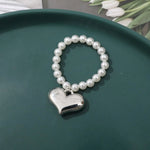 bracelets blanches argent pendentif cœur classique vintage poupées accessoires filles adolescents