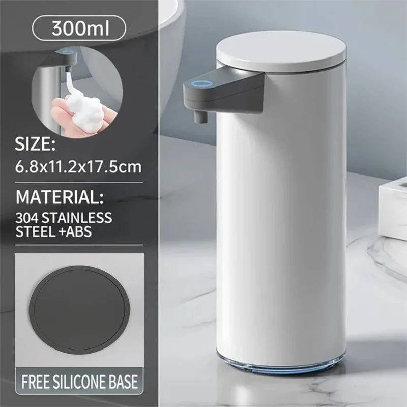 distributeur savon automatique gris métallisé lisse moderne minimaliste mousse liquide