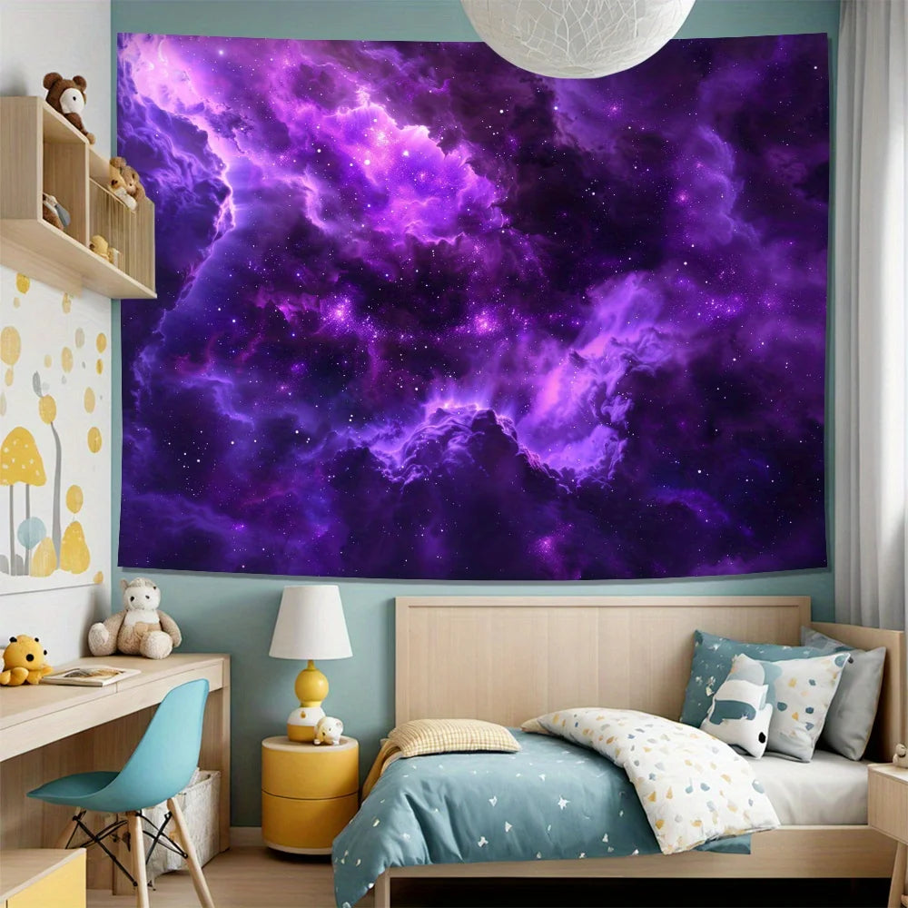 tapisserie scénique nuages étoiles ciel violet moderne décoration intérieure chambre salon polyester