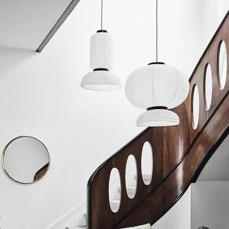 suspension lumineuse moderne blanc rayures horizontales opacite cable noir 2000 82000lm 90 260v