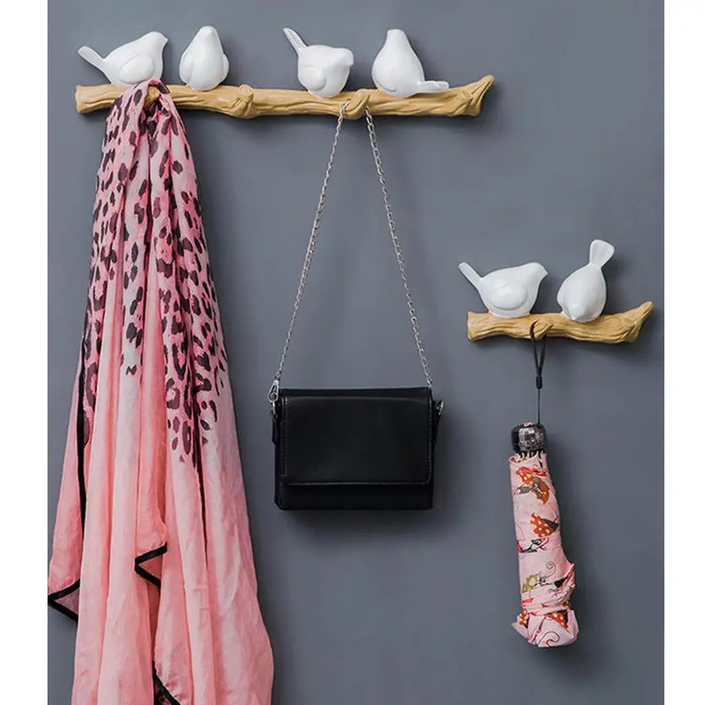 porte serviettes mural oiseaux blancs branches motifs floraux moderne adhésif serviette rose léopard sac