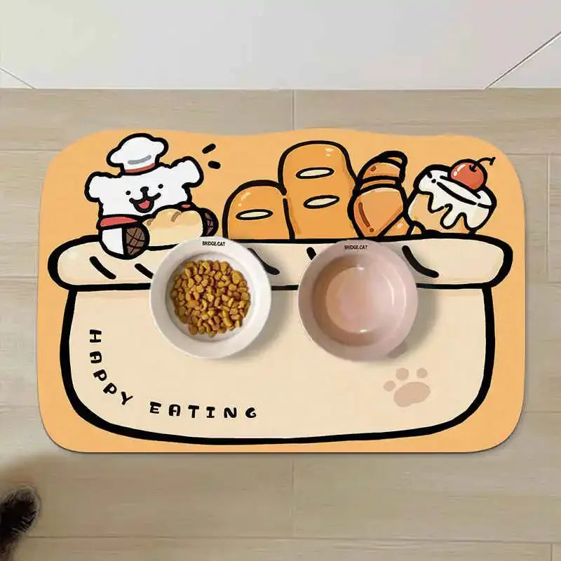 tapis repas antidérapant chien chat lavable imperméable motif nourriture animaux compagnie