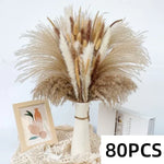 bouquet fleurs séchées pampas naturel rustique blanc beige marron décoration maison mariage anniversaire fête