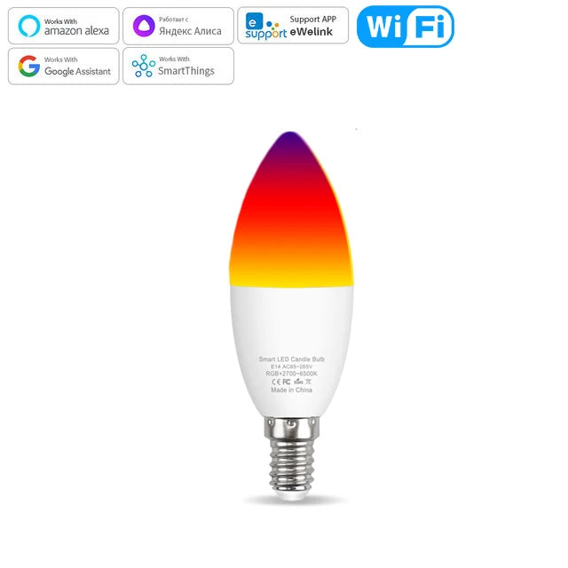 ampoule led intelligente e14 wifi zigbee multicolore blanc moderne minimaliste contrôle app smartphone