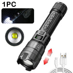 torche tactique rechargeable led 2000lm ipx4 moderne noire texturée camping