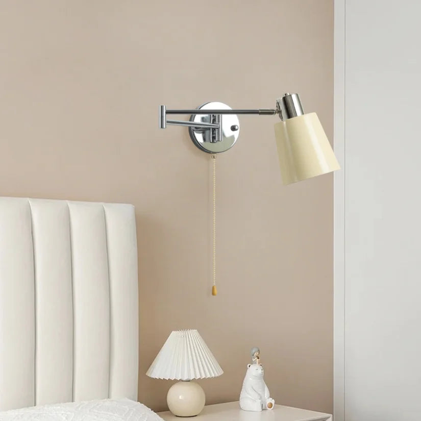 lampe murale articulée moderne chrome blanc abat jour tissu éclairage chambre salon cuisine