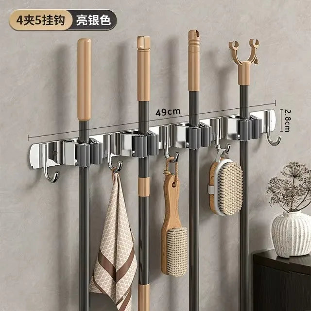 porte balais moderne acier inoxydable rangement salle bain brosse torchon accessoires nettoyage multifonctionnels