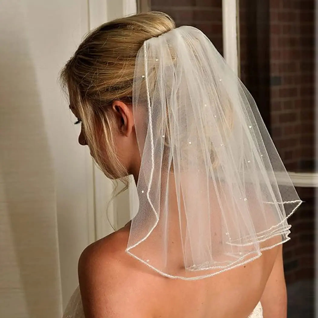 voile mariée transparent classique ivoire élégant griffe picots cheveux femme