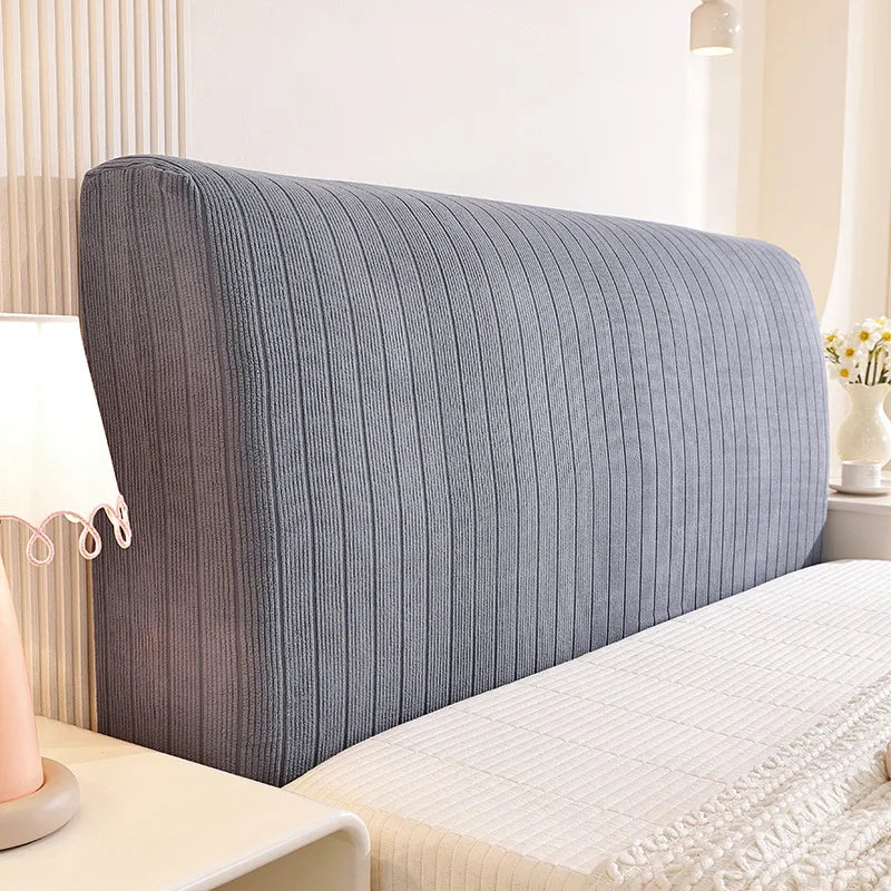 housse tête lit moderne rayures verticales lit double gris beige