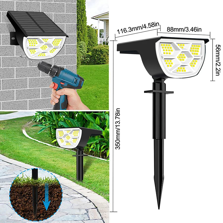 projecteurs solaires extérieurs 72 led lumière blanche ip65 moderne mode d'éclairageurgence piquet