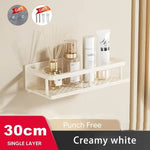 étagère murale blanche moderne adhésive étages rangement salle bain produits cosmétiques 30cm 40cm