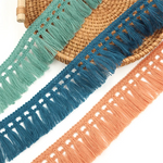 ruban macramé franges boho vert eau bleu marine orange noir blanc artisanal