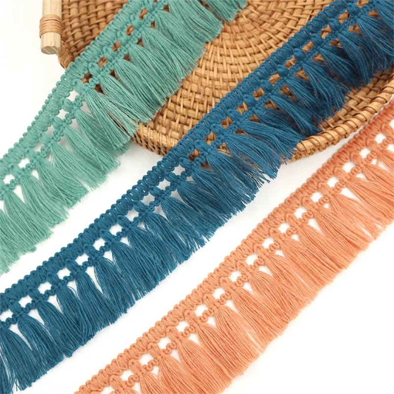 ruban macramé franges boho vert eau bleu marine orange noir blanc artisanal