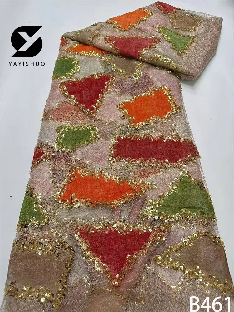 tissu patchwork triangles dorés polyester coton mariage robes soirée traditionnel opacité française