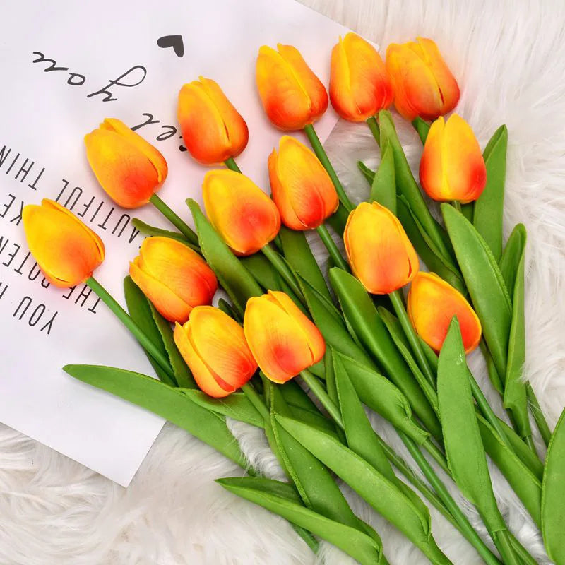 tulipes artificielles orange jaune bleu rose blanc modernes extérieures 10 pièces