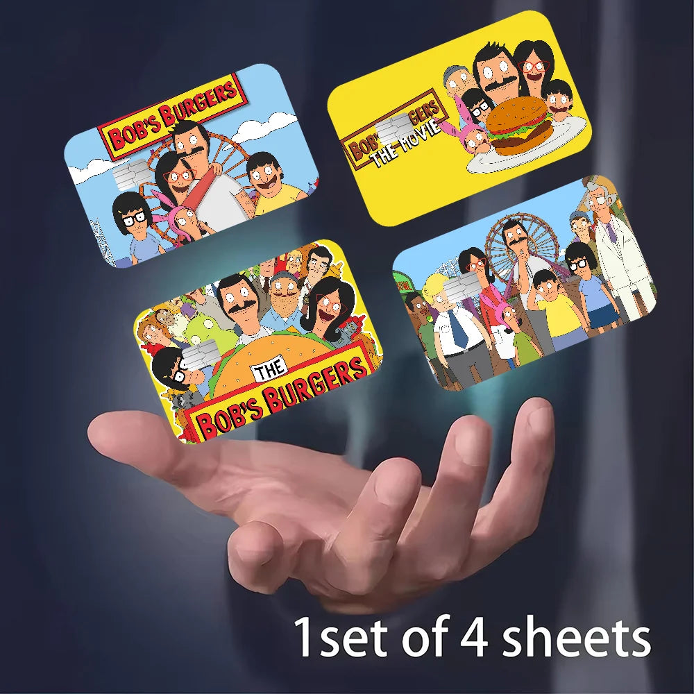 sticker adhésif carte crédit dessin animé bob's burgers the movie waterproof réutilisable bleu jaune