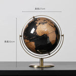 globe terrestre métal noir détaillé cartographie ornements éducation décoration classique fixations métal
