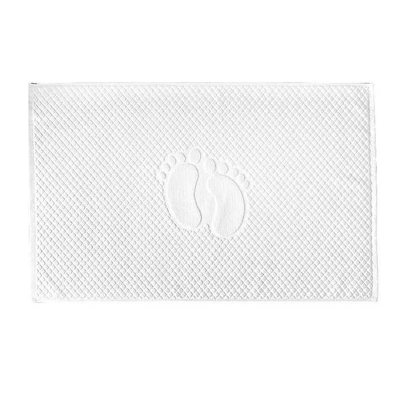 tapis bain coton absorbant motif pieds moderne vert clair gris bleu clair
