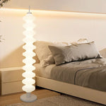 lampe sol moderne blanc rayures horizontales base circulaire contemporain éclairage d'intérieur led sans fil