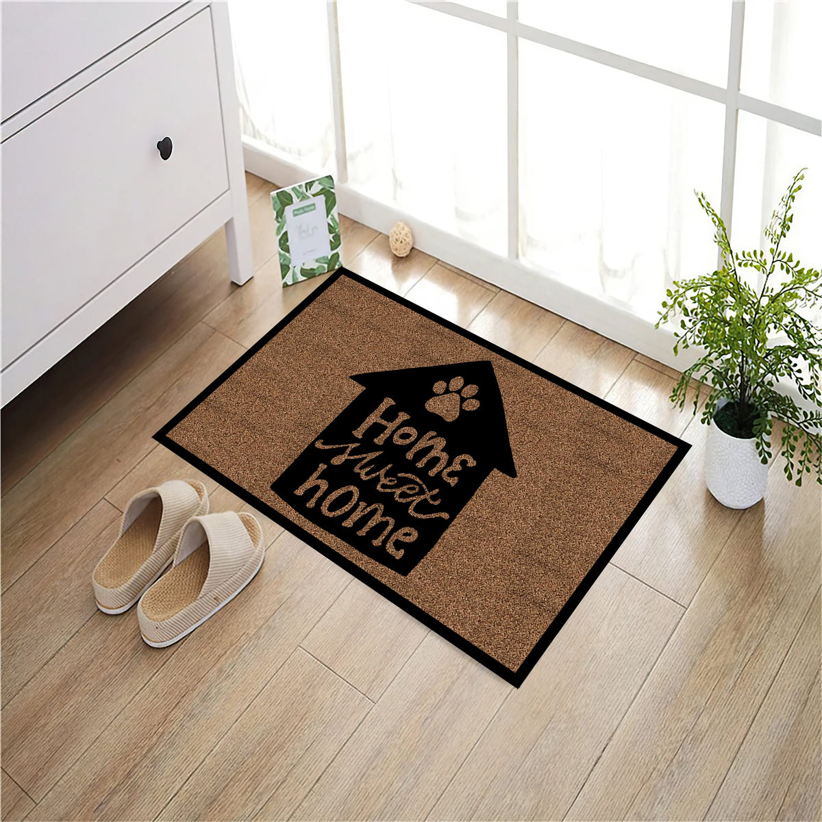 tapis d'entrée marron clair imprimé sweet antidérapant extérieur intérieur moderne résistant bactéries