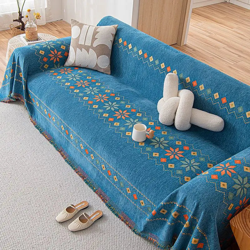 housse canapé moderne motif géométrique chenille protection salon grande taille décoration maison chic