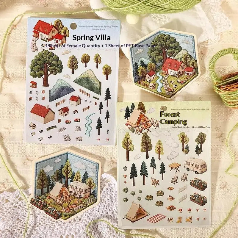 sticker 3d relief hexagonal scènes miniatures intérieurs paysages floral animaux décoration intérieure adhésif