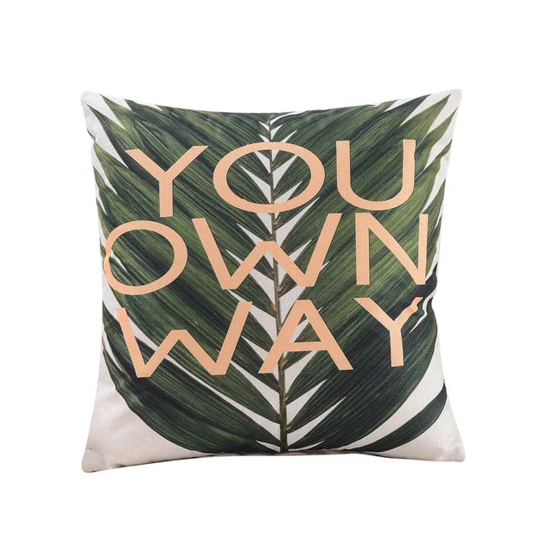 housse coussin motif feuilles tropicales moderne coton lin décoration intérieur mariage voiture chaise lit