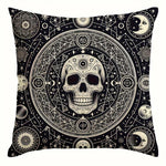 taies d'oreiller gothiques crânes étoiles noires blanches maison lit 45x45cm polyester peachskin